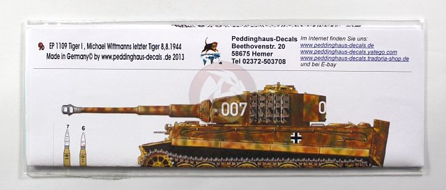 Peddinghaus 1/16 Tiger I Tank Markings Michael Wittmann 101 Cintheaux ...