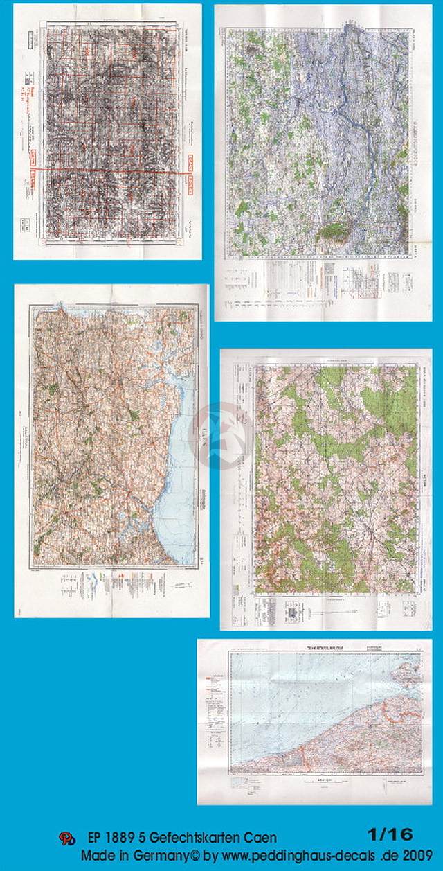 Peddinghaus 1/16 Real Battle Maps of Caen Area, France WWII (5 maps ...