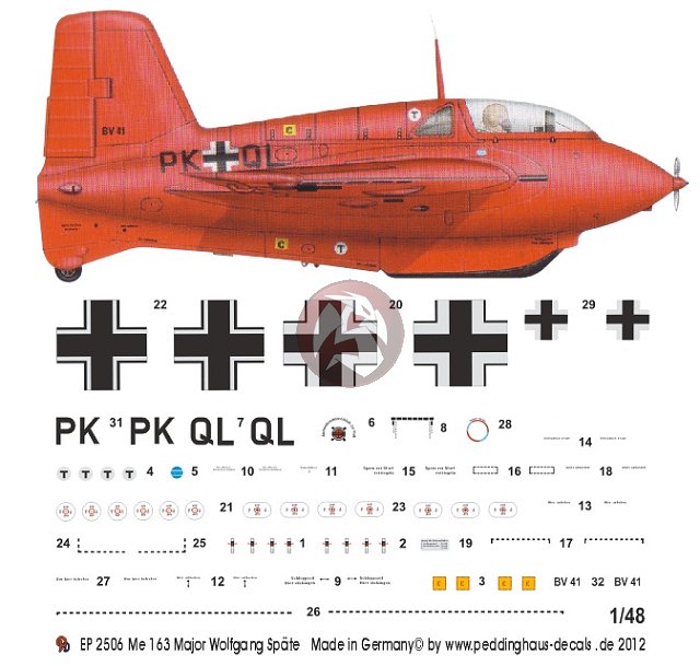 Peddinghaus 1 48 Me 163 B 0 V41 Komet Markings Wolfgang Spate Ekdo 16 1944 2506 Ebay